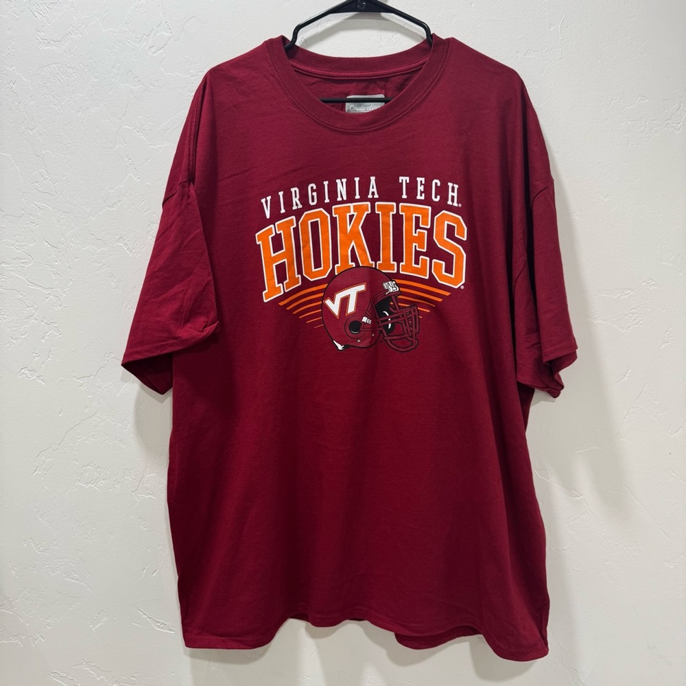 NWOT Virginia Tech Hookies Football Men's 3XL T Shirt Short Sleeve Red Cotton